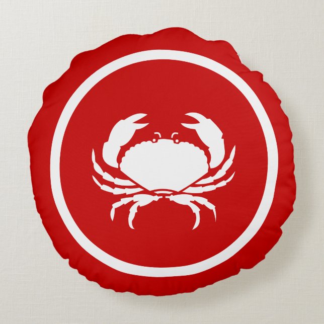 Coussins Ronds CRABE rouge et blanc et homard (Dos)