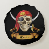Coussins Ronds Crâne de pirate et épées (Dos)
