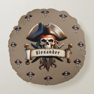 Coussins Ronds Crânes de pirate Personnaliser