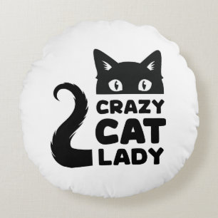 Coussins Ronds Crazy Cat Lady Round Lot Pillow