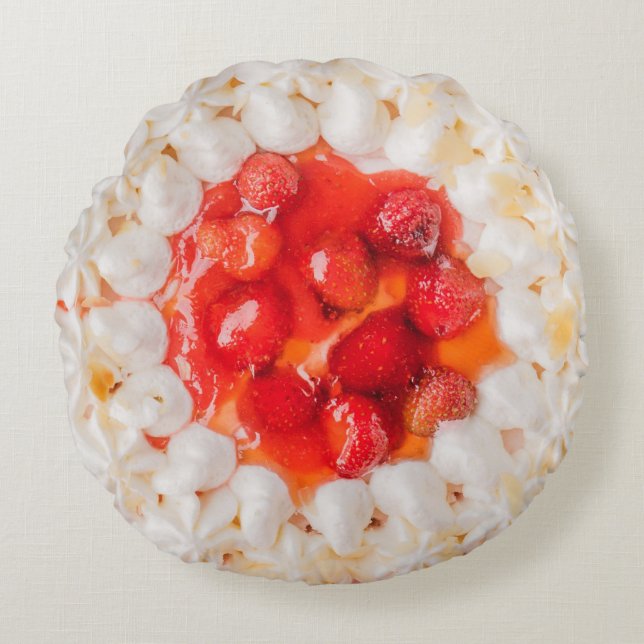 Coussins Ronds Crème fouettée pour gâteau de dessert aux fraises (Devant)