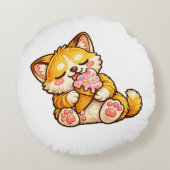 Coussins Ronds Crème Glacée de Chat Mignon (Dos)