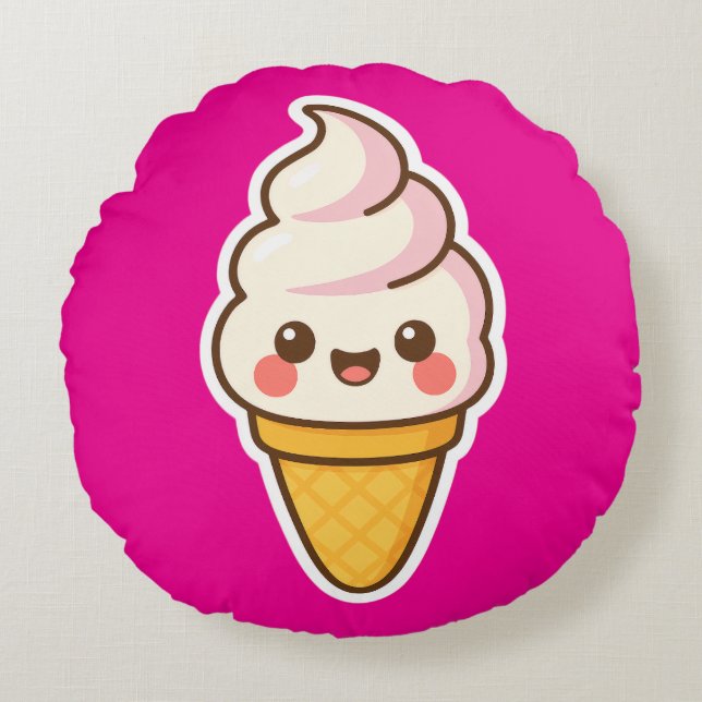 Coussins Ronds Crème glacée Kawaii douce (Devant)