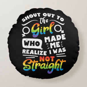 Coussins Ronds Cri à la fille Fierté lesbienne LGBT T Shirt G