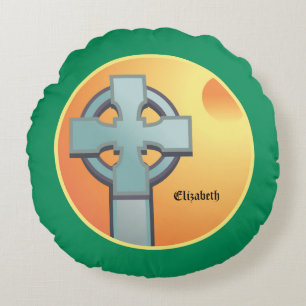 Coussins Ronds Croix des bénédictions irlandaises personnalisée