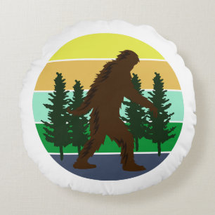 Coussins Ronds Croyant Sasquatch   Vintage Sunset Bigfoot
