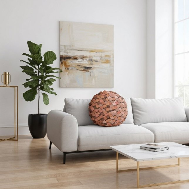 Coussins Ronds "Cube 3D géométrique Mocha Mousse tendance (Créateur téléchargé)