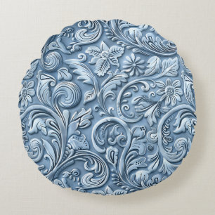 Coussins Ronds Cuir à outils bleu vintage