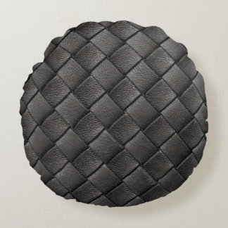 Coussins Ronds Cuir noir tressé : Texture Vintage