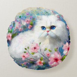 Coussins Ronds Cuisine Perse blanche Cuisine Bleu Yeux en Fleurs