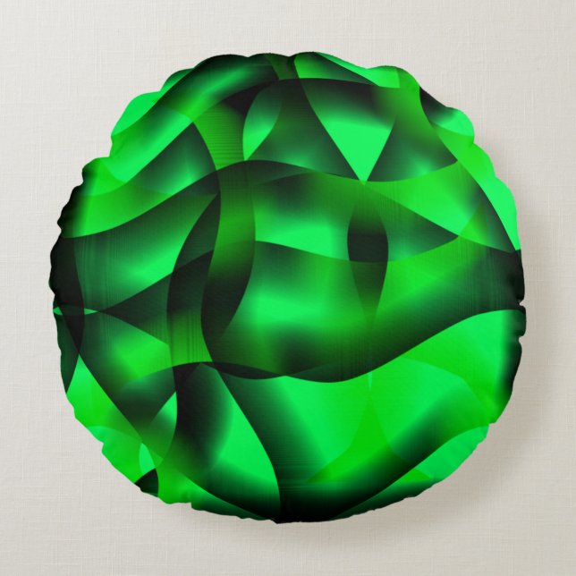 Coussins Ronds Curling vert citron vert et noir, avec ombre ? (Devant)