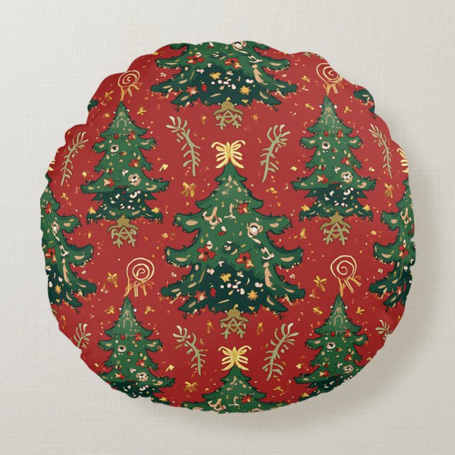 Coussins Ronds Cushion du dossier de Noël (Devant)