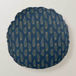 COUSSINS RONDS CUSHION MOTIF BLEU ET JAUNE