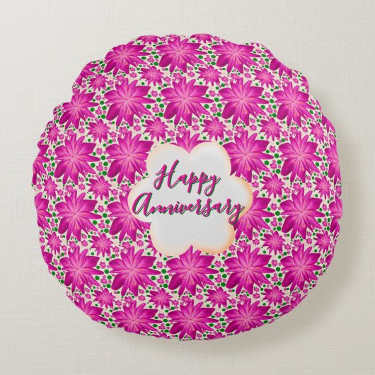 Coussins Ronds Custom and personalized pink floral  (Devant)