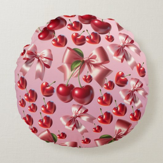 Coussins Ronds Custom Coquette Heart Bow Pattern Wrapping Paper (Devant)