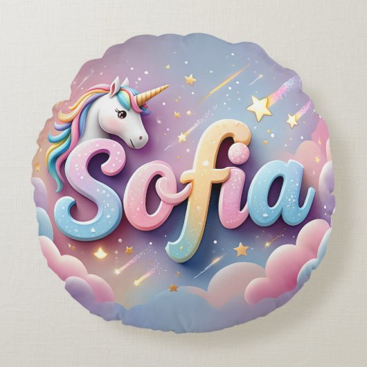 Coussins Ronds Custom Pastel Unicorn Sofia Pillow (Devant)