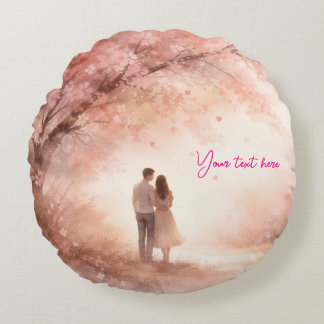 Coussins Ronds Custom Round Pillow – Romantic Couple Design