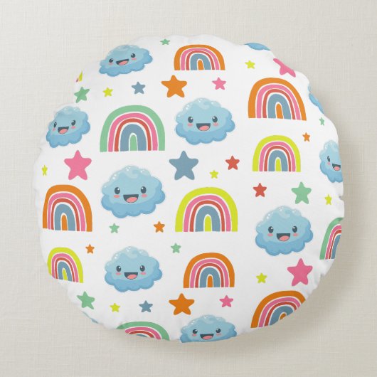 Coussins Ronds Cute arc-en-ciel (Devant)