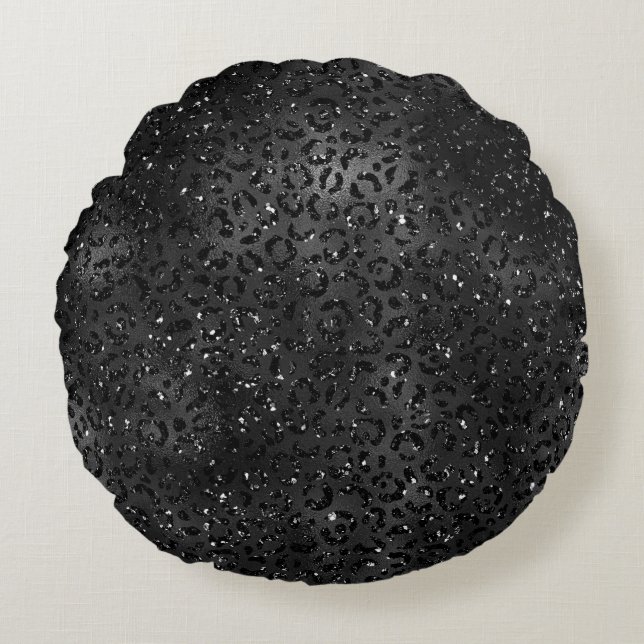 Coussins Ronds Cute Black Cheetah Leopard Peau Imprimer Animal (Devant)