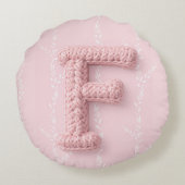 Coussins Ronds Cute boho pink crocheted letter F Round Pillow (Dos)