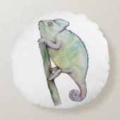 Coussins Ronds Cute caméléon peint en aquarelle (Devant)