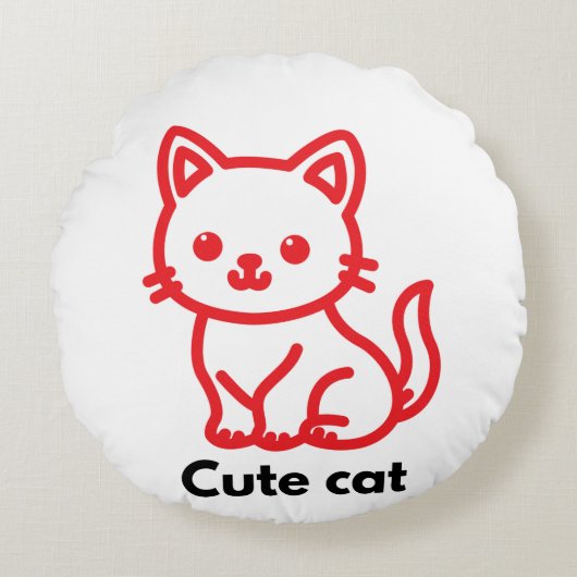 Coussins Ronds Cute Cat 16” Round Throw Pillow (Devant)
