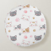 Coussins Ronds Cute chat face chats souriants motif (Dos)