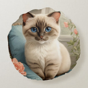 Coussins Ronds Cute chat siamese