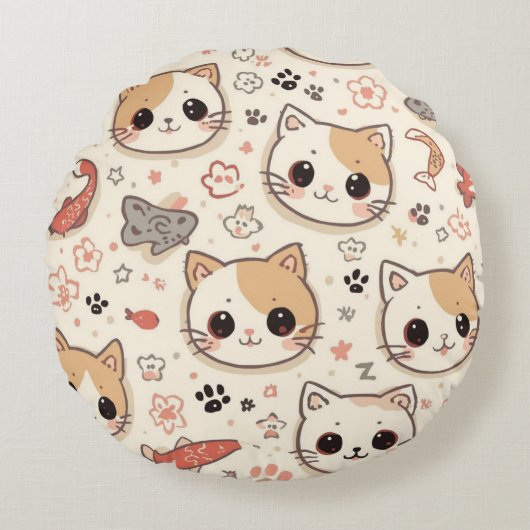 Coussins Ronds Cute Chat simple chaton Motif (Devant)