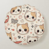 Coussins Ronds Cute Chat simple chaton Motif (Dos)