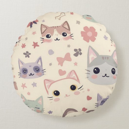 Coussins Ronds Cute Chat simple chaton Motif (Devant)