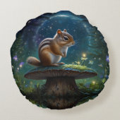 Coussins Ronds Cute Chipmunk sur Champignons au clair de lune (Dos)