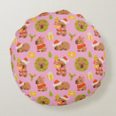 Coussins Ronds Cute Christmas Capybara (Dos)