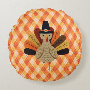 Coussins Ronds Cute, classique/vintage Thanksgiving Turquie