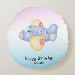 Coussins Ronds Cute dinosaure avion anniversaire de enfant étudia