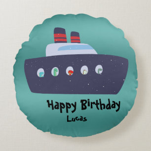 Coussins Ronds Cute dinosaure capitaine bateau bateau école Anniv