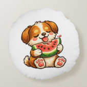 Coussins Ronds Cute Dog Watermelon (Dos)