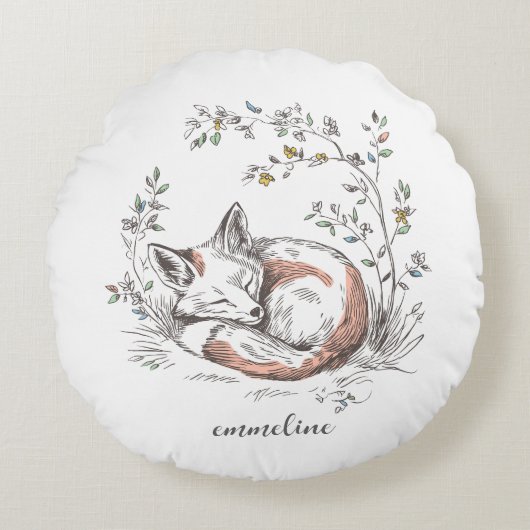 Coussins Ronds Cute Forest Woodland Fox Kids Personalized (Devant)