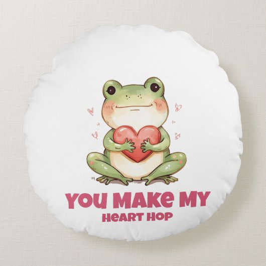 Coussins Ronds Cute Frog Valentine Tee (Devant)