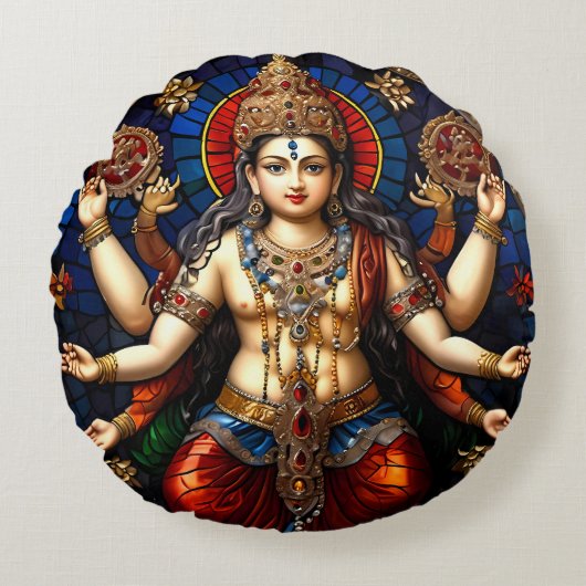 Coussins Ronds Cute Ganesh Blue Elephant God Round Cushion Coussi (Devant)