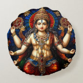 Coussins Ronds Cute Ganesh Blue Elephant God Round Cushion Coussi (Dos)