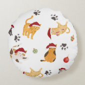 Coussins Ronds Cute Holiday Cat Pattern (Dos)