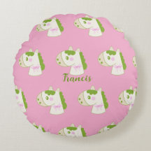 Cute Horses Personalized Pastel Round Pillow