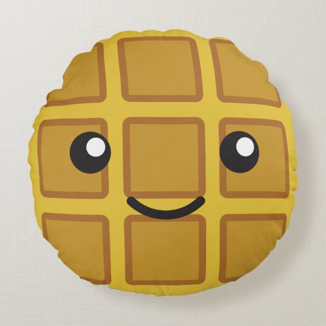 Coussins Ronds Cute Kawaii gaufre (Devant)