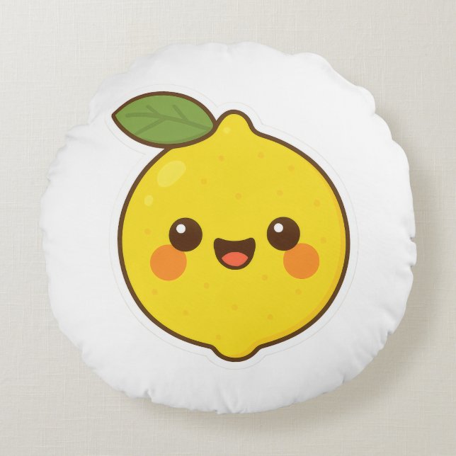 Coussins Ronds Cute Kawaii Lemon (Devant)