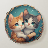 Coussins Ronds Cute Kittens Hugging Together (Dos)