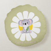 Coussins Ronds Cute koala Ours fleur marguerite Zoo Animal Love (Dos)