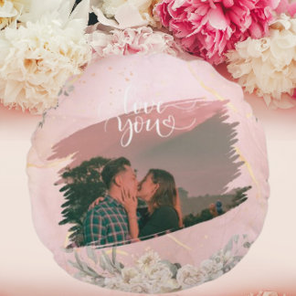 Coussins Ronds Cute Lote You Photo Personnalisée Pour Couple Rose