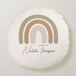 Coussins Ronds Cute Monogramme moderne pouponnière rose arc-en-ci