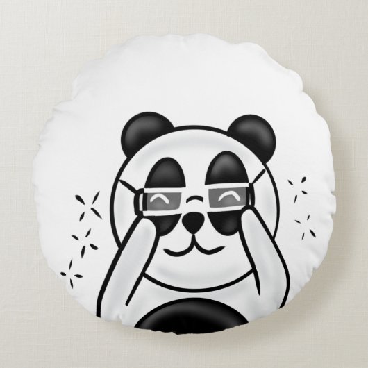 Coussins Ronds Cute Panda With Glasses (Devant)